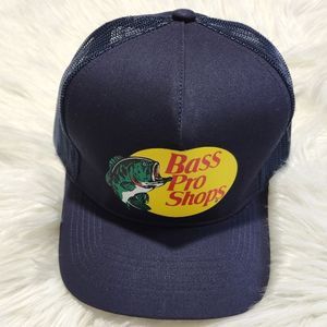 Bass Pro Shops Hat Mesh Navy Snapback Trucker Baseball Fishing Outdoor Cap OSFM